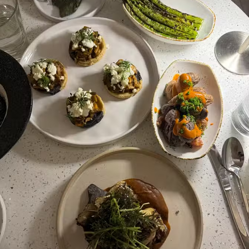 Plated detail from the Carne y Hueso kitchen